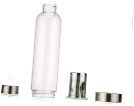 COLLBATH Borosilicate Glass Water Bottle with Infuser and Gray Sleeve Portable Travel Flask for Drinks for Gym Office Outdoor Activities
