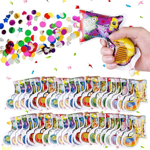 LEKEFETO Lotto di 60 cannoni spara-coriandoli, per matrimoni, compleanni e feste – Funzionamento manuale, colori vivaci, facile e veloce da usare