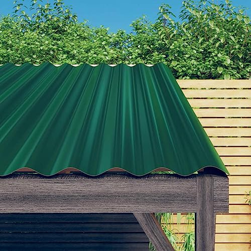 ACAGALA Dachpaneele Wellplatte aus Metall 100 x 36 cm | 12 STK. verzinkte Stahlbleche | Wetterfeste Wellbahn für Garage, Gartenhaus & Carport | Grün