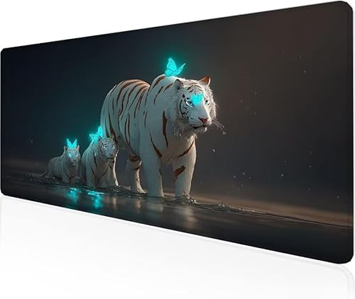Mouse Pad Black Gaming Mouse Pad Tiger Large Desk Mat 600x400x3mm,Work From Home Essentials Non-Slip Rubber Base Special Textured Water-Resistant Surface Wear-Resistant For Office PC,Laptop Y1-325