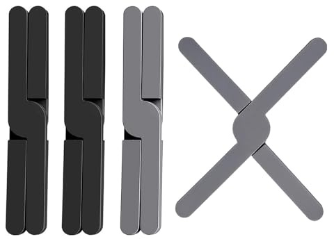 4 Pack Folding Silicone Trivets, Heat Resistant Pot Holders, Non-Slip Silicone Mats for Hot Pans, Pots, Cups & Dishes