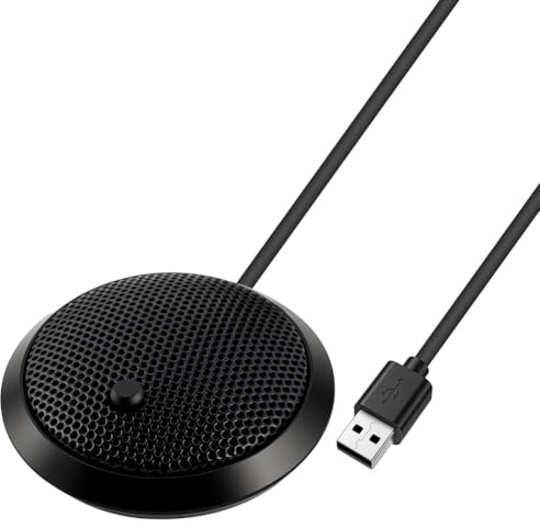 HOTUT USB konferensmikrofon, USB-mikrofon för dator med tystgående knapp, Plug & Play, 360° rundstrålande kondensator PC bärbar dator mikrofon för onlinemöte, zoomsamtal, strömning