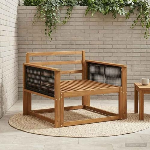 toolkix Outdoor Mittelsofa aus Massivholz Akazie Natur, wetterfestes Lounge-Sofa mit schlankem Design, modularer Aufbau, Robustes Sitzelement für Balkone, Terrassen und Garten