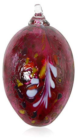 Lauschaer Glas Ostereier aus Glas mit Granulat Verschiedene Größen und Sets mundgeblasen handgeformt (d 5cm L 8cm, Rubinrot)