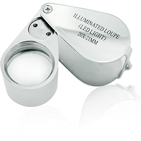 Lupe - LED Beleuchtete Juwelier-Augenlupen 20x, 21mm mit Kare und Kind Einzelhandelsverpackung (20x21mm)