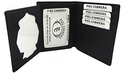 Piel Cabrera Portefeuille porte-insigne pour le Corps national de police d'Espagne