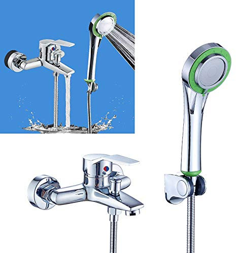 Vinteky Set de Ducha Elegante, Grifo de Bañera, Grifo para Ducha con Alcachofa de Mano (3 Modos), Mezclador Monomando Cromado Baño y Ducha
