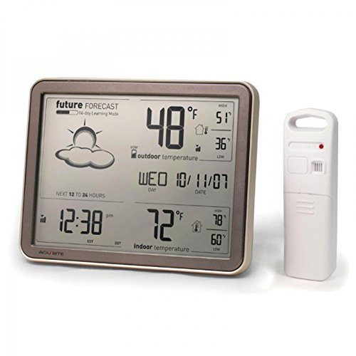 AcuRite 75077A3M Self-Learning Forecast Wireless Weather Station with Large Display and Atomic Clock, Brown, Rose Gold