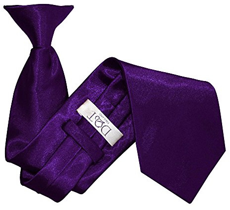 DQT Mens Plain Satin Clip-On Tie - Pre-Tied Necktie for Wedding, Business, Uniform, Security & Formal