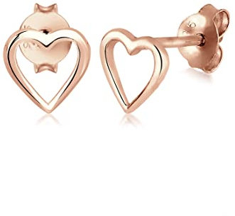 Elli Ohrringe Damen Herz Basic in 925 Sterling Silber Rosé vergoldet
