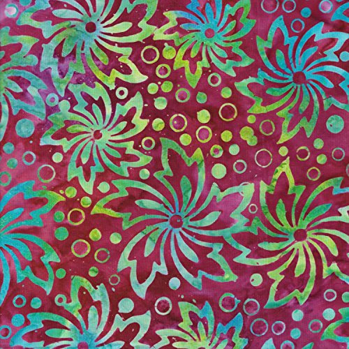 Stoff mit Batikmotiv, grün, 100 % Baumwolle, für alle Arten von künstlerischer Veredelung geeignet.