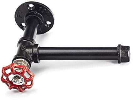 Portarotolo di carta igienica in stile vintage, accessorio per bagno in stile retrò, a forma di tubatura industriale, montaggio a parete, colore: nero