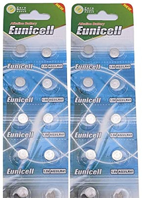 Pack of 20 Eunicell AG3 LR41 1.5 Volt Alkaline Batteries