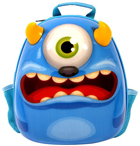 Bayer Chic 2000 Bouncie mit 3D-Monster-Motiv, geeignet für den Kindergarten, groß Kinder-Rucksack, 35 cm, Blau
