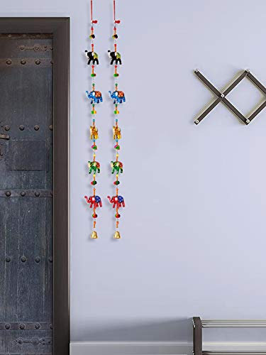 DreamKraft Indian Decorative Elephant Door Hangings Bell Half Door Length Multicolor