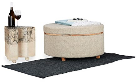 Native Home Hocker-Tisch-Kombination, Sitzhocker u. Couchtisch in Einem, Fußhocker 2 in 1, HBT ca 40 x 76 x 76 cm, beige