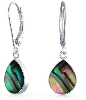 Geometrische Irisierende Regenbogen Natur Abalone Schale Natürliche Regentropfen Tränen Dangle Ohrringe Für Frauen Teenager .925 Sterling Silber Hebel Zurück