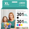 Lemero 301XL Patronen Kompatibel für HP 301 Druckerpatronen Multipack 301 XL Schwarz und Farbe für Envy 4500 4504 4508 5530 Officejet 2620 4630 2622 Deskjet 2540 3050 2050 2544 (Schwarz/Farbe,2-Pack)