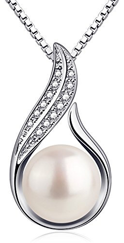 B.Catcher Damen 925 Sterling Silber Perlenkette Mit natürlicher Süßwasserperle & Zirkonia – Elegantes Geschenk für Geburtstag/Valentinstag/Muttertag