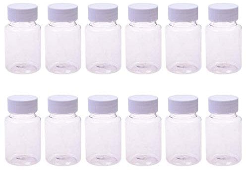 12PCS 80ml/2.7oz Clear Empty Portable Thicken Plastic Bottles Case with White Screw Cap Holder Storage Container for Liquid Solid Powder Dispense