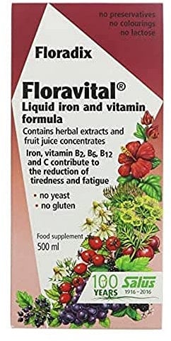 FLORADIX Floravital Iron + Herbs Liquid Formula, 500 ml