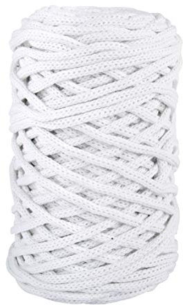 Rayher Braidy Recycling Garn, geflochten, 4 mm Ø, weiß, 250 g Knäuel, Lauflänge ca. 60 m, Strickgarn, Häkelgarn, Textilgarn, Bastelgarn, 42010102