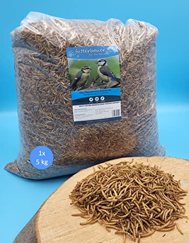 5 kg Getrocknete Mehlwürmer Futterbauer – 100% Naturfutter für Wildvögel, Fische & Igel | Proteinreiches Premiumfutter ohne Zusätze | Ideal als Vogelfutter, Fischfutter & Igelfutter