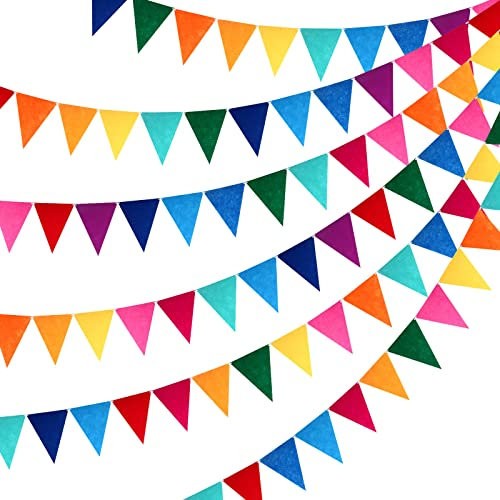 Outus 6 Sätze Regenbogen Wimpel Banner Multicolor Filz Stoff Wimpel Banner Regenbogen Bunting für Geburtstagsfeier Festival Dekorationen