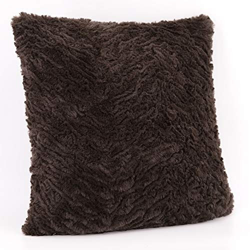 PTMD Kissenbezug Fellimitat Dekokissen Couch Kissenhüllen ohne Füllung 40 cm (Braun)