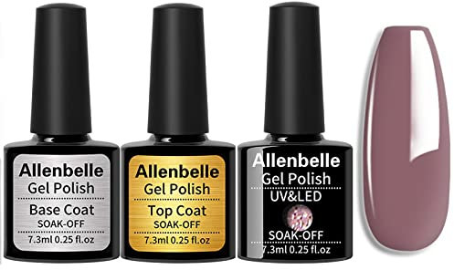 Allenbelle UV Nagellack Set Base Top Coat und Farbe,Gel Nagellack Geschenkset,Shellac Set Uv Gel Nail Art,Soak Off UV LED Gel Nagellack