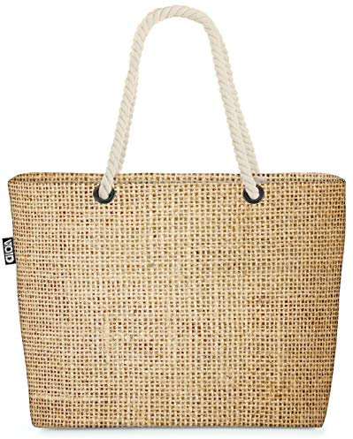 VOID Burlap Textur Strandtasche Shopper 58x38x16cm 23L XXL Einkaufstasche Tasche Reisetasche Beach Bag