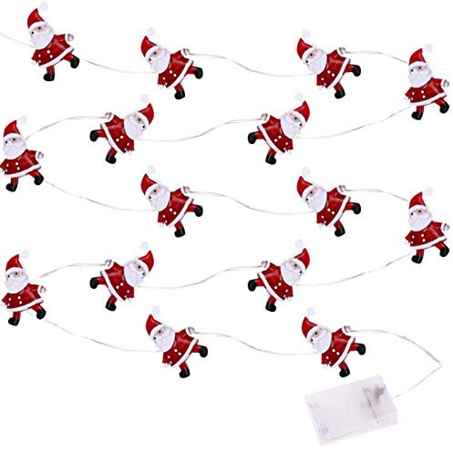 OSALADI Christmas Santa Claus String Light Novelty Fairy Lights Xmas Indoor String Lamp for Xmas Tree Fireplace House Holidays Party Decors No Battery 2 (Red)