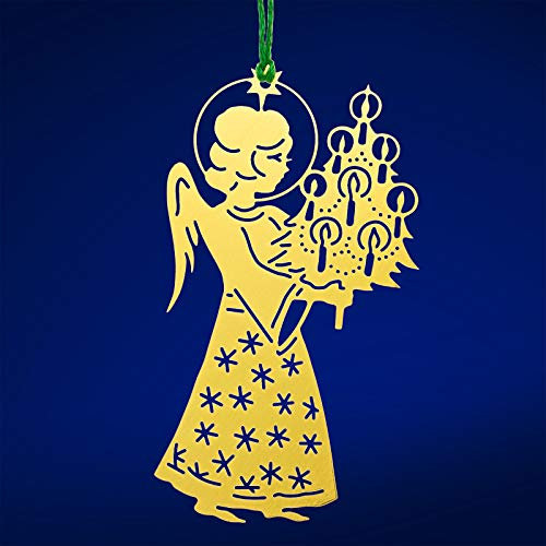 SIKORA BS-MS Traditionelle Christbaumschmuck Weihnachtsbaum Anhänger aus Messing - 28 Modelle wählbar, BS-MS:No.16 Christkind mit Tannenbaum H ca 6.9 cm