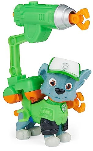 Paw Patrol, Movie Collectible Rocky Action Figure with Clip-on Backpack and 2 Projectiles, Kids Toys for Ages 3 and up