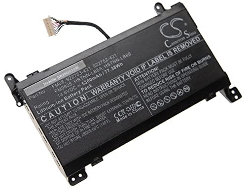 vhbw Batterie Compatible avec HP Omen 17-AN102NK, 17-AN102NP, 17-AN102NS, 17-AN103NB, 17-AN103ND Ordinateur Portable (5300mAh, 14,6V, Li-ION)