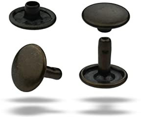 IstaTools Hollow Rivets for Leather Rivets Double Cap Brass Rustproof Rivets for Bags Belt Fabric (10 x 10 mm, Antique Brass, 10)