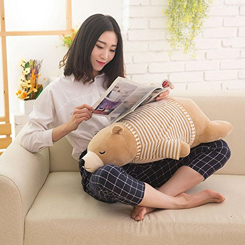 Maomoto Gefüllter Eisbär-Plüschtier, 60 cm, großer brauner schlafender Bär, weiches Plüschkissen, kuscheliges Wurfkissen, Geschenk für Kinder