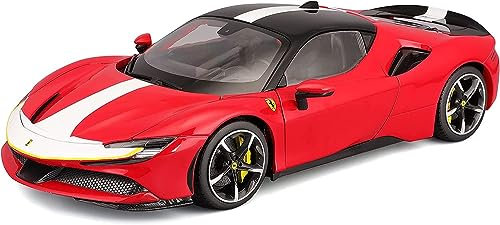 Bburago Ferrari SF90 Stradale Assetto Fiorano: Modellauto im Maßstab 1:18, Türen, Motorhaube und Kofferraum beweglich, rot (18-16911), Groß