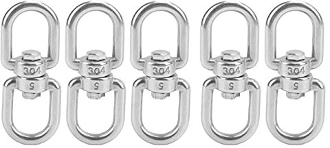 5 Stück Edelstahl Drehwirbel, Schaukelhaken mit Oberflächenoxidationsbehandlung, 360° Drehgelenk mit 130KG Kapazität