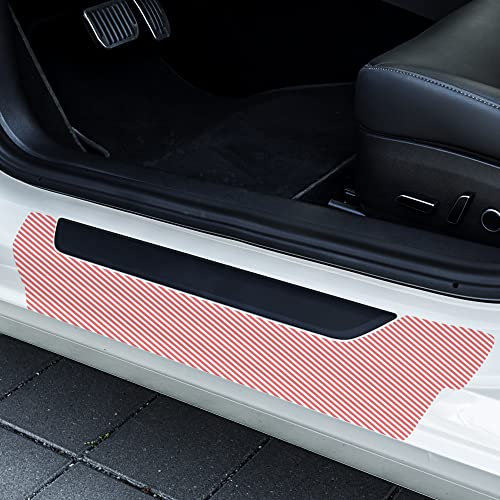Tesvolution® Schutzfolie Einstiegsleisten hinten für Tesla Model Y 2021 + 2022 + 2023 + 2024 + 2025- Lackschutzfolie Türeinstiege selbstklebend transparent Lackschutz oder Stoßstangenschutz Zubehör
