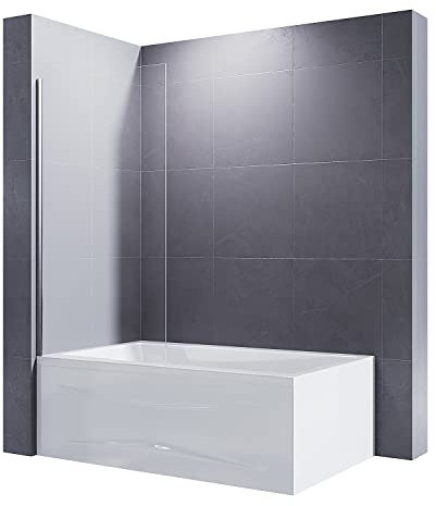 ELEGANT 800mm Over Bath Shower Screen Door 6mm Safety Clear Glass Panel Bathroom Bath Screens