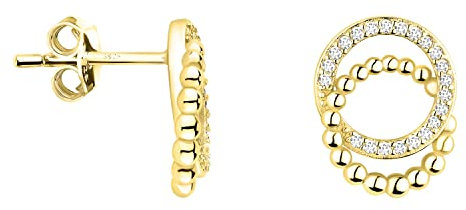 SOFIA MILANI - Damen Ohrringe 925 Silber - vergoldet/golden & mit Zirkonia Steinen - Kreis Kugel Ohrstecker - E1579