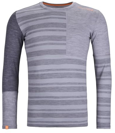 ORTOVOX 185 Rock'n'Wool Long Sleeve M - Vielseitiges, bequemes Longsleeve aus feiner Merinowolle für Wintertouren - GRAU - Herren - M