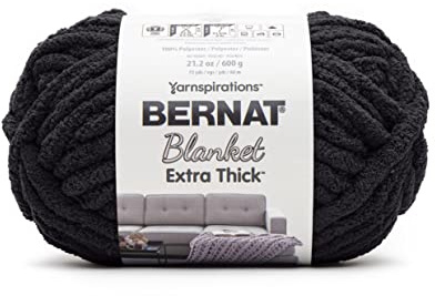 Bernat Blanket Extra Thick Coal Yarn - 1 Pack of 600g/21oz - Polyester - 7 Jumbo - Stricken, Häkeln, Basteln & Amigurumi, grobes Chenille-Garn
