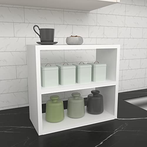 [en.casa] Küchenregal Hjo Gewürzregal freistehend für Arbeitsplatte Gewürzständer 40 x 43,5 x 20 cm Gewürzhalter Küchenregal Weiß