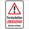INDIGOS UG - Schild Achtung - Forstarbeiten - Lebensgefahr - 300x200 mm - 3mm Aluverbund Schilder für Hotel, Firma, Schutz, Kita, Arzt, Praxis, Wohnung - UV- & wetterbeständig - Hinweisschild