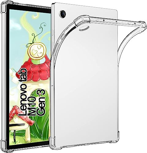 TPU Silikon Hülle für Lenovo Tab M10 (3rd Gen) 10,1 Zoll 2022 (TB-328FU/328XU), Verstärkt Ecken TPU Bumper Rückenschutzhülle, [Stoßfest] [Kratzfest], Transparent