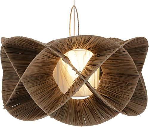 GURU SHOP Deckenlampe/Deckenleuchte, in Bali Handgemacht aus Naturmaterial - Modell Waimea 60cm, Creme-weiß, Bambus, 35x60x60 cm, Hängeleuchten aus Natürlichen Materialien