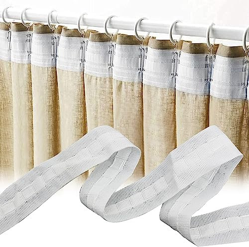 Gardinenband Kräuselband, 50 m x 3 cm Polyester Gardinenband, Vorhangband Polyester Reihband Vorhang, Faltenband Falten, Abnehmbarer Vorhang, Gardinenband zum Aufnähen, Polyester Reihband Vorhang
