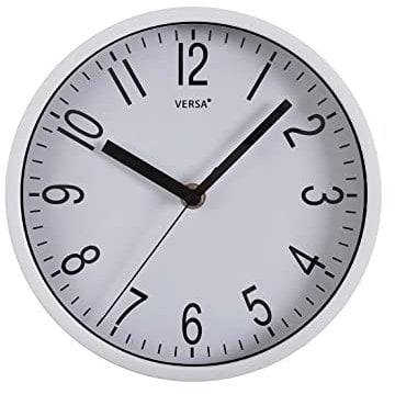 Versa Raven Horloge Murale pour la Cuisine, Le Salon, la Salle à Manger ou la Chambre. Pendule Murale, pour la Cuisine, Le Salon ou la Salle à Manger, 20 x 4,3 x 20 cm, Polypropylène, Blanc et Noir